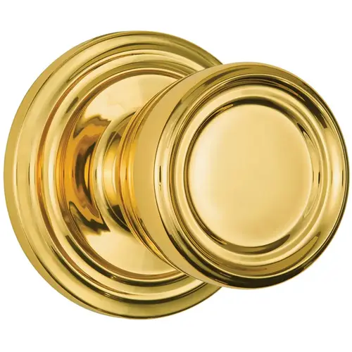 Passage Knob Push Pull Rotate Barrett Polished Brass KW1 1.75" Polished Brass