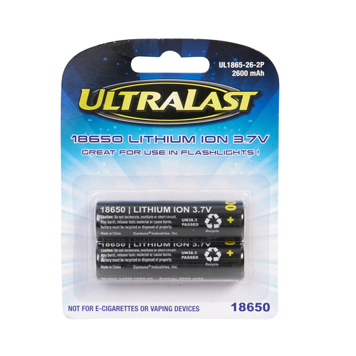 Ultralast UL1865-26-2P Rechargeable Battery Lithium Ion 18650 3.7 V 2600 Ah