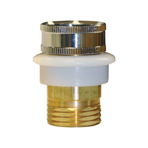 Hose Adapter, 3/4 x 3/4 in, GHTM x GHTF, Brass, Chrome Plated