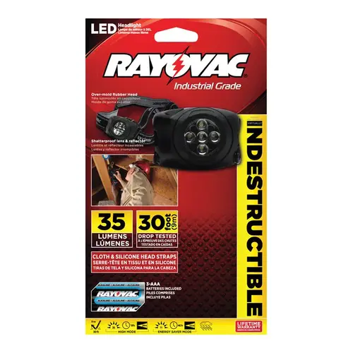 Rayovac DIYHL3AAA-BTA Headlight Workhorse Pro 35 lm Black LED AAA Battery Black