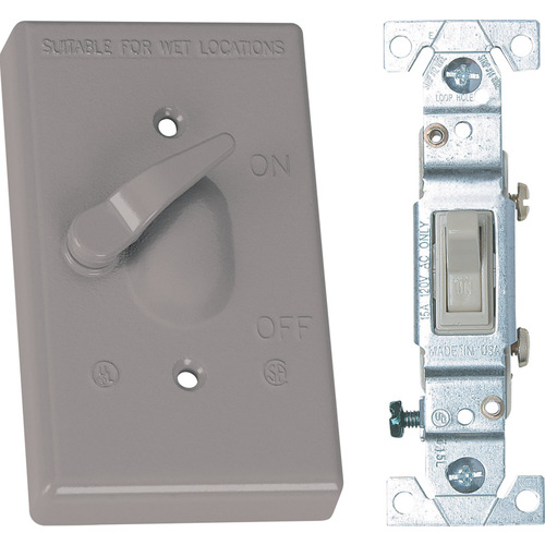 Sigma Engineered Solutions 14216 Toggle Switch and Cover Rectangle Metal 1 gang Wet Locations Gray