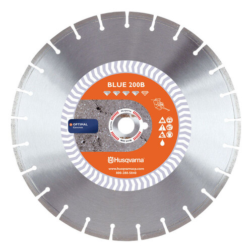 Husqvarna 542751031 Segmented Rim Saw Blade Banner Line 14" D X 1" Blue 200B Diamond