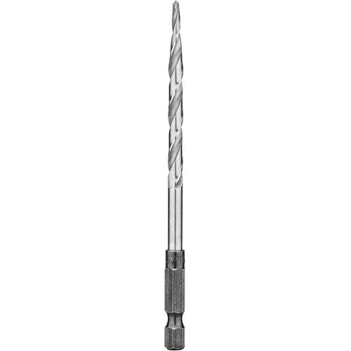 Drill Bit, 3/16 in Dia, 3-3/4 in OAL, Countersink, Spiral Flute, 2-Flute, 1/4 in Dia Shank Silver