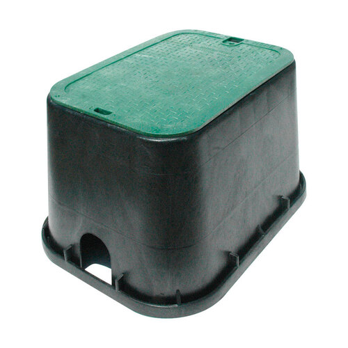 Valve Box with Overlapping Cover 16" W X 12-1/4" H Rectangular Black/Green Black/Green