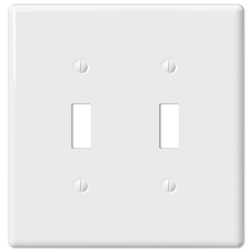 Amerelle 3000TTW Wall Plate Metro White 2 gang Ceramic Toggle White