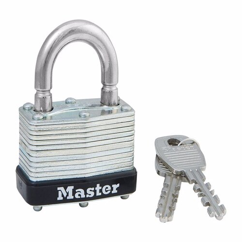 Padlock 1-1/16" H X 1" W X 1-3/4" L Laminated Steel Warded Locking 1 pk Keyed A Metallic - pack of 12