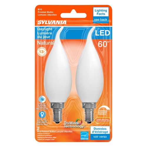 Sylvania 3005244 LED Bulb Natural B10 E12 (Candelabra) Daylight 60 W Frosted