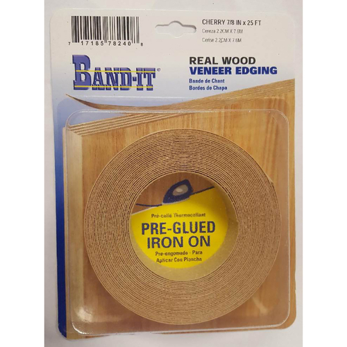 BandIt 78240 Real Wood Veneer Edging 7/8" W X 25 ft. L X .030" T Cherry