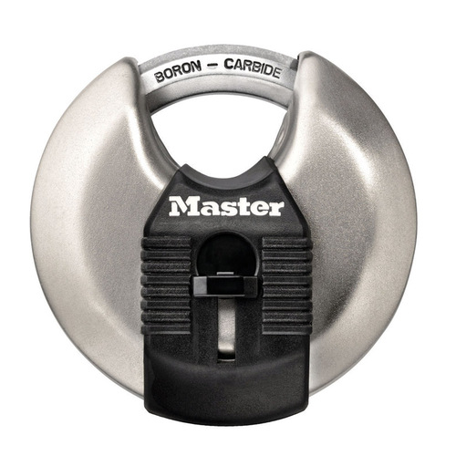 Disk Padlock 1-1/2" H X 1" W X 2-3/4" L Steel Dual Ball Bearing Locking 1 pk Ke Gray