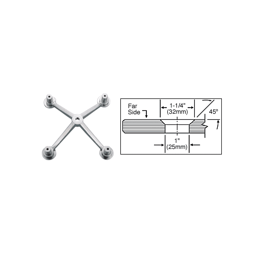 CRL SPP4BS Brushed Stainless 4Way Regular Duty Post Mounted Spider Fitting