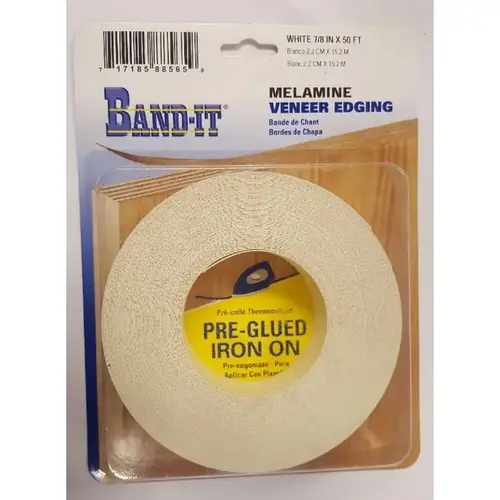 CLOVERDALE 88565 Edge Banding .030" X 7/8" W X 50 ft. L White Melamine #2/BTR Premium Grade