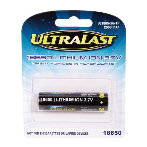 Ultralast UL1865-26-1P Rechargeable Battery Lithium Ion 18650 3.7 V 2600 Ah UL1865-26-1P