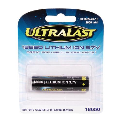 Rechargeable Battery Lithium Ion 18650 3.7 V 2600 Ah UL1865-26-1P