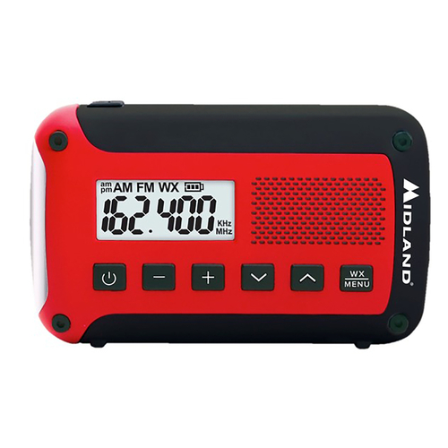 Emergency Weather Radio Black/Red Digital Battery Operated Black/Red