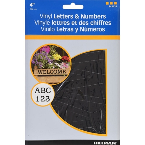 Letter and Number Set 4" Black Vinyl Self-Adhesive 0-9, A-Z