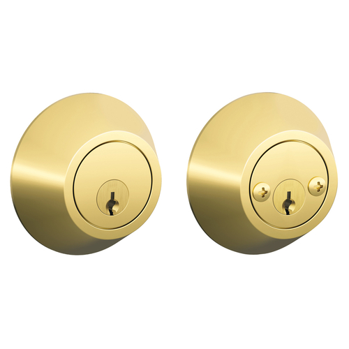 Double Cylinder Deadbolt Bright Brass Metal Bright Brass