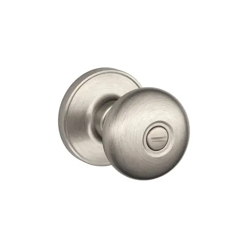 J40V-STR-619 Privacy Door Lock, Round Design, Knob Handle, Satin Nickel, Metal, Yes