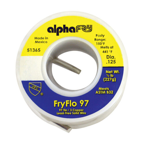 Alpha Fry PH51365 Solid Wire Solder FryFlo 97 8 oz Lead-Free 0.125" D Tin/Copper