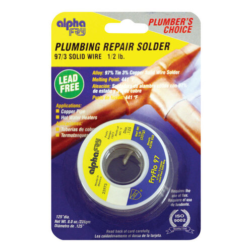 Plumbing Solder FryFlo 97 8 oz Lead-Free 0.125" D Tin/Copper