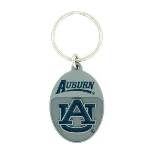 Key Chain Auburn University Metal Silver Decorative Silver - pack of 3