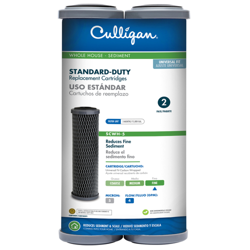 Culligan SCWH-5 Water Filter Cartridge, 5 um Filter, Carbon Wrapped Cellulose Filter Media - pack of 2