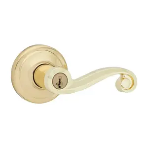 Kwikset SmartKey Lido Polished Brass Entry Lockset ANSI/BHMA Grade 2 KW1 1-3/4 in. Kwikset SmartKey Lido Polished Brass Entry Lockset ANSI/BHMA Grade 2 KW1 1-3/4 in.