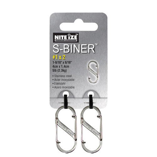 Nite Ize 5424270 Key Holder S-Biner 1.8" D Stainless Steel Silver Carabiner Silver