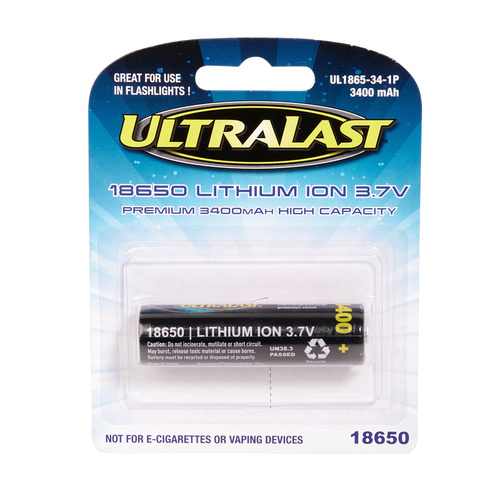 Ultralast UL1865-34-1P Rechargeable Battery Lithium Ion 18650 3.7 V 3400 Ah