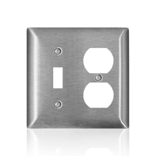 Wall Plate C-Series Satin Silver 2 gang Stainless Steel Duplex/Toggle Satin