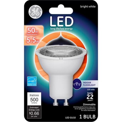 LED Floodlight Bulb MR16 GU10 Bright White 50 Watt Equivalence Clear