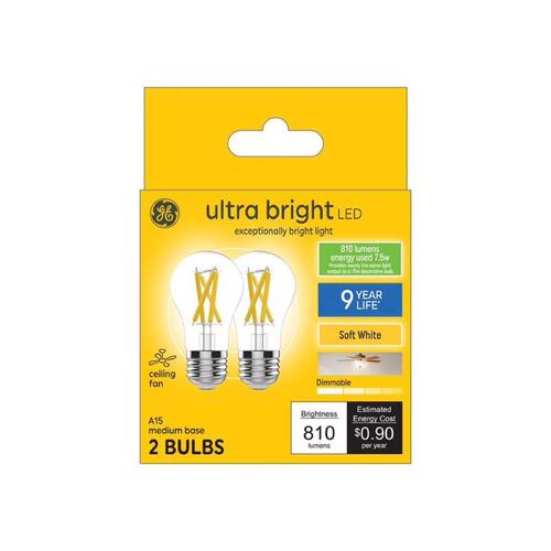 LED Light Bulb Ultra Bright A15 E26 (Medium) Soft White 100 Watt Equivalence Clear Pair