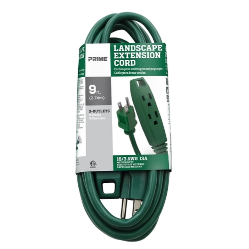 Prime EC895609 Extension Cord Outdoor 9 ft. L Green 16/3 SJTW Green
