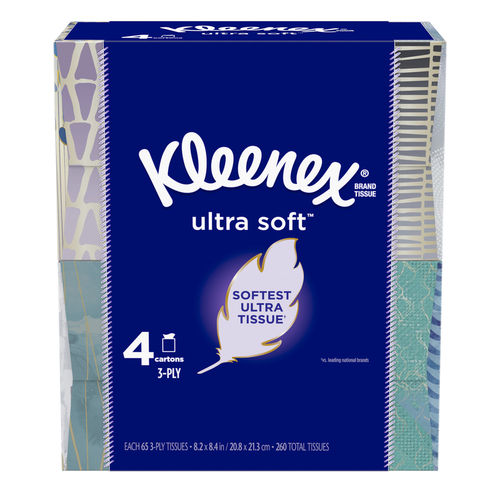 KLEENEX 50178 Facial Tissue Ultra Soft 260 ct Assorted