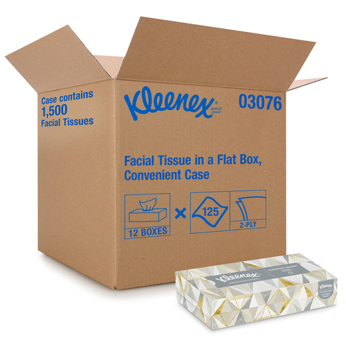 KLEENEX 03076-XCP12 Facial Tissue Professional 125 ct - pack of 12