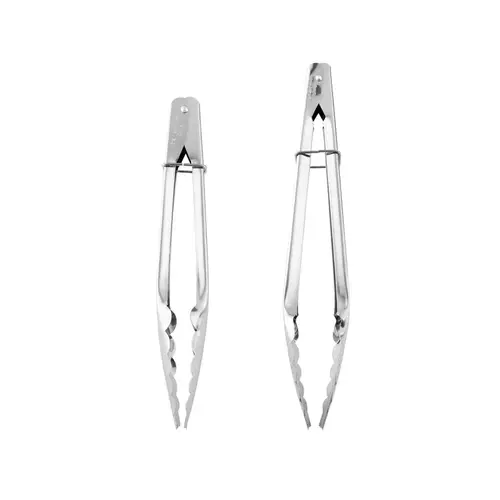 Locking Tongs Silver Stainless Steel Silver Pair