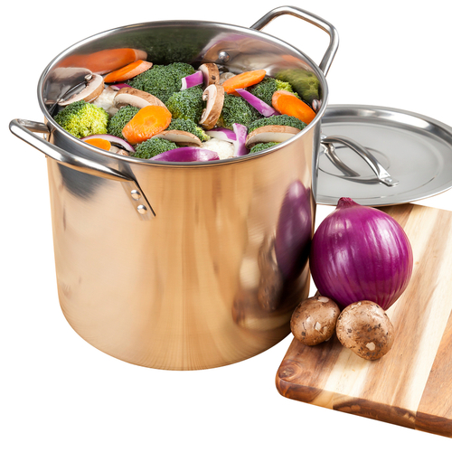 Stock Pot Stainless Steel 12.25" 20 qt Silver Silver