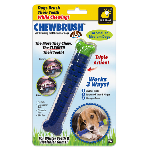 Self Brushing Toothbrush Chewbrush Blue Dog Blue