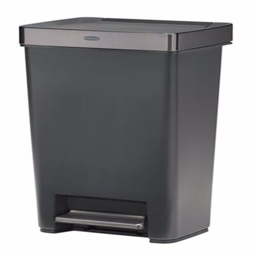 Trash Can Premier Series III 13 gal Gray Plastic/Stainless Steel Step On Gray - pack of 4