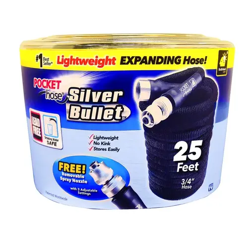 Lightweight Garden Hose Silver Bullet 3/4" D X 25 ft. L Expandable Black Black