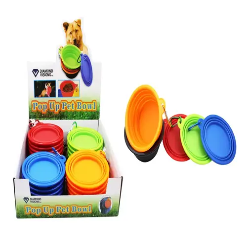 Pop Up Pet Bowl Silicone Assorted - pack of 40