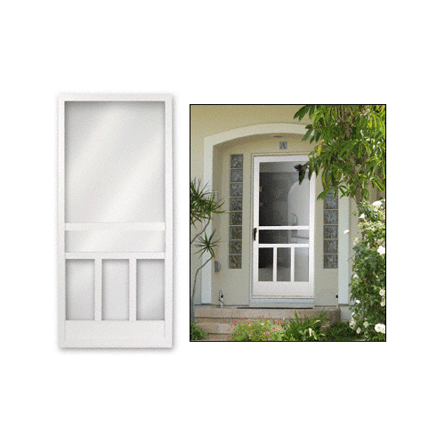 Sierra - NS White 30" x 80" Vinyl Hinged Screen Door