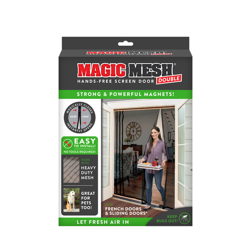 Magic Mesh MM351112 Hands-Free Magnetic Screen Door 83" H X 75" W Black Mesh Black