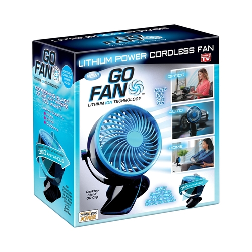 Cordless Rechargeable Fan Plastic Blue