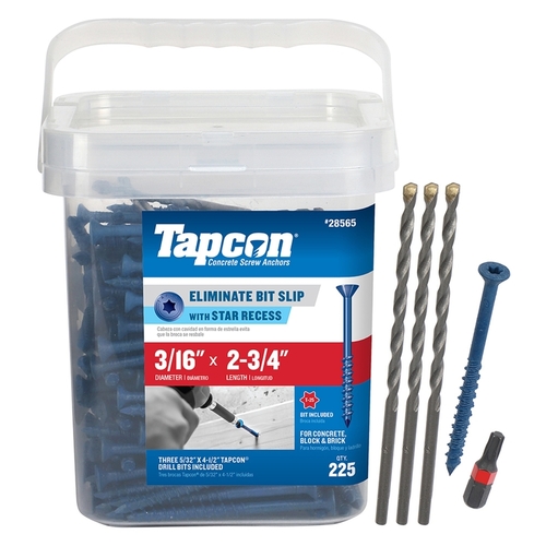 Tapcon 28565 Concrete Screws 23/4" L Star Flat Head Climaseal