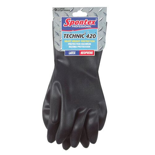 Gloves, XL, 12-1/2 in L, Extra Long Cuff, Neoprene, Black