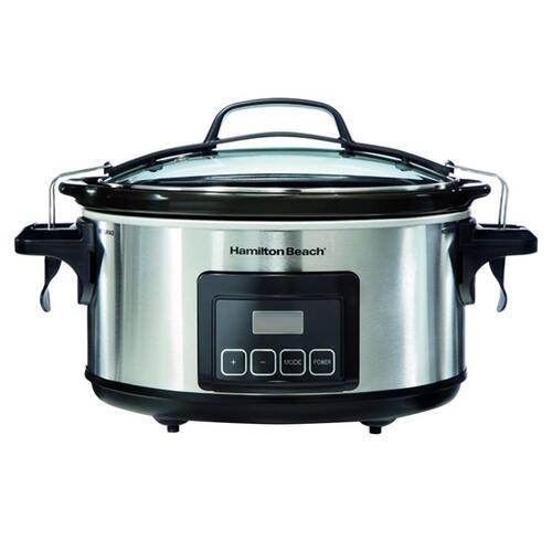 HAMILTON BEACH 33561 Slow Cooker Stay or Go 6 qt Silver Stainless Steel Programmable Silver
