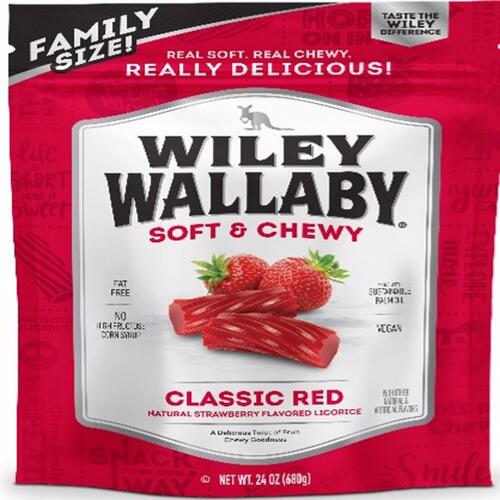 Wiley Wallaby 120150 Chewy Candy Classic Red Strawberry Licorice 24 oz