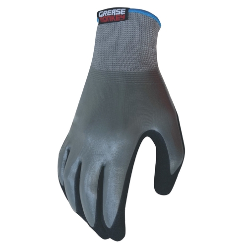 Grease Monkey 25528-26 Dipped Gloves XL Nitrile Waterproof Gray Gray