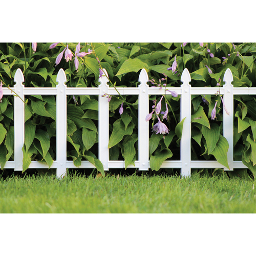 Cottage Fence 12" L X 13" H Plastic White White