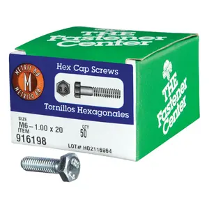Hillman M6-1.00 mm D X 20 mm L Heat Treated Steel Hex Head Cap Screw 50 pk Hillman M6-1.00 mm D X 20 mm L Heat Treated Steel Hex Head Cap Screw 50 pk